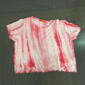 Pink and white tye-dye crop top